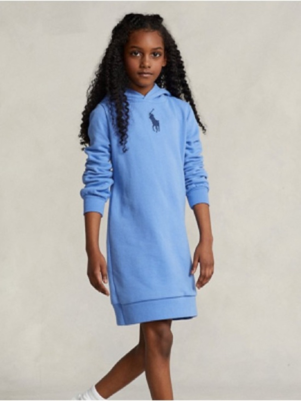 POLO RALPH LAUREN Kids' Big Pony Fleece Hoodie Dress In Pink Sz 8-10yrs